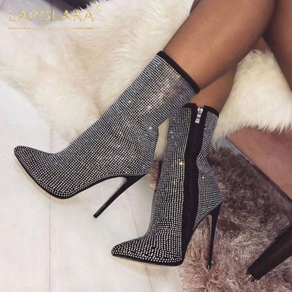boots lapolaka 2021 arrivals thin high heels nightclub dance shoes woman booties female pointed toe zip up crystal ins, Black
boots lapolaka 2021 arrivals thin high heels nightclub dance shoes woman booties female pointed toe zip up crystal ins, Black