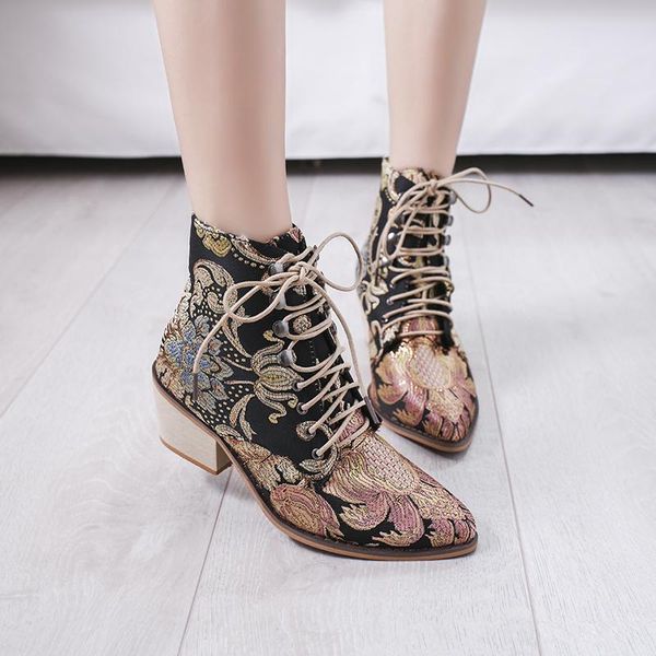 boots 2021 chic autumn women shoes retro lace up ankle female flower sewing block mid heels casual woman plus size 35-43, Black
boots 2021 chic autumn women shoes retro lace up ankle female flower sewing block mid heels casual woman plus size 35-43, Black