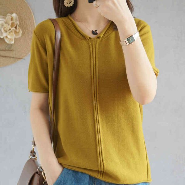 women's t-shirt pure cotton shirt, sweater with v-neck, shirt for summer, knitted or crocheted short sleeve, casual plus size, 2021, White
women's t-shirt pure cotton shirt, sweater with v-neck, shirt for summer, knitted or crocheted short sleeve, casual plus size, 2021, White