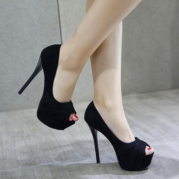 dress shoes ultra high heels fine heel fish mouth waterproof platform shallow single women 2021 spring and autumn, Black
dress shoes ultra high heels fine heel fish mouth waterproof platform shallow single women 2021 spring and autumn, Black