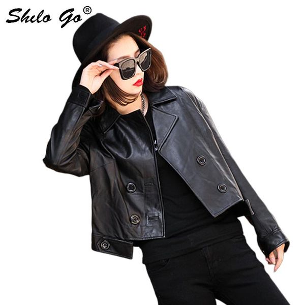 women's jackets genuine leather jacket black notched neck double breasted coats women autumn casual solid highstreet outwear, Black;brown
women's jackets genuine leather jacket black notched neck double breasted coats women autumn casual solid highstreet outwear, Black;brown