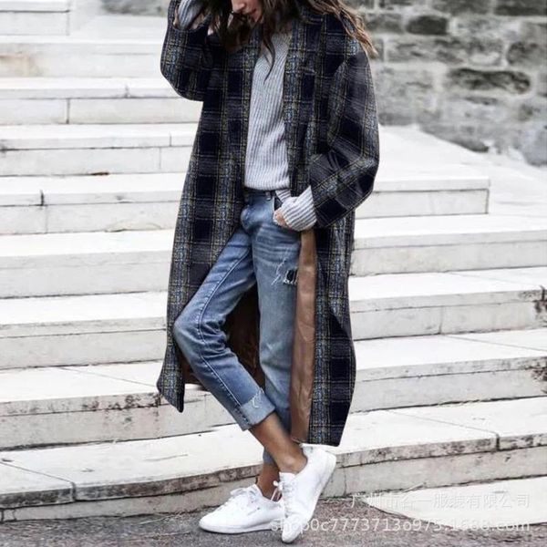 women's trench coats autumn check wool winter coat women thick warm black and white leisure long lapel loose soft manteau, Tan;black
women's trench coats autumn check wool winter coat women thick warm black and white leisure long lapel loose soft manteau, Tan;black