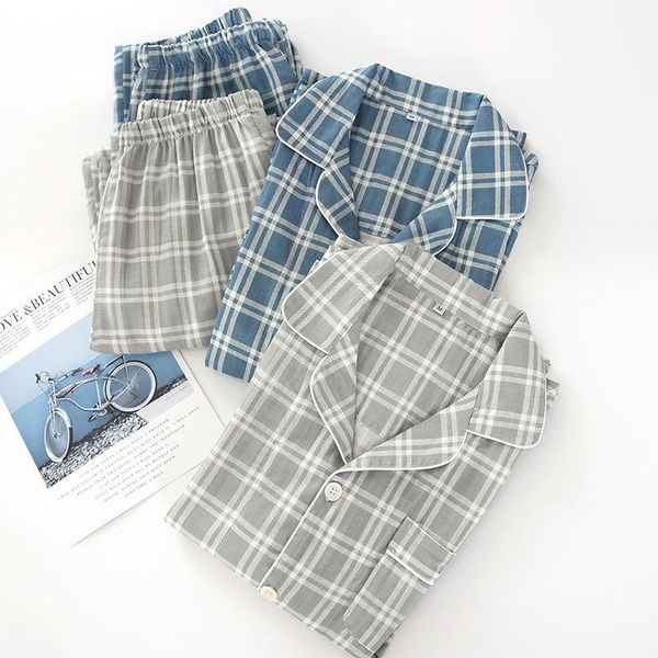 men's sleepwear pajamas spring and autumn cotton gauze for man plaid lapel cardigan long-sleeved trousers thin casual homewear, Black;brown
men's sleepwear pajamas spring and autumn cotton gauze for man plaid lapel cardigan long-sleeved trousers thin casual homewear, Black;brown