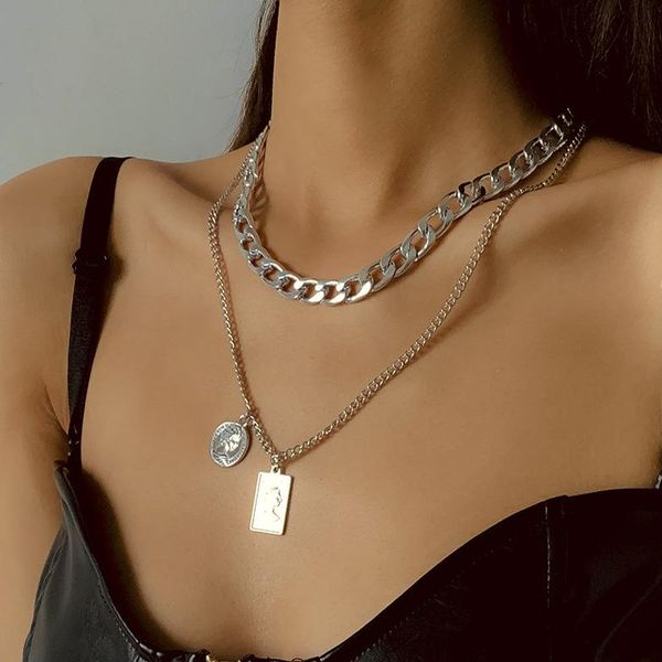 chains retro embossed portrait geometric square brand necklace women trendy metal alloy hollow jewelry, Silver
chains retro embossed portrait geometric square brand necklace women trendy metal alloy hollow jewelry, Silver
