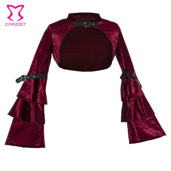 women's jackets leather buckled flannel stand collar ruffle flare sleeve short red steampunk jacket women vintage coat victorian gothic, Black;brown
women's jackets leather buckled flannel stand collar ruffle flare sleeve short red steampunk jacket women vintage coat victorian gothic, Black;brown