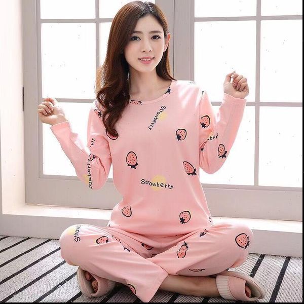 and autumn pajamas long sleeve women sleepwear cute home service sleep for pijamas, Black;red
and autumn pajamas long sleeve women sleepwear cute home service sleep for pijamas, Black;red
