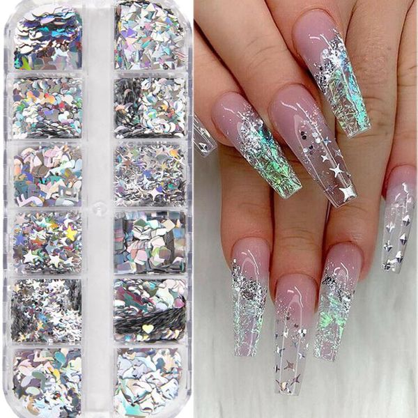 nail art decorations 12 grids laser holographic sequins triangle heart star mixed sparkly flakes 3d manicure paillette, Silver;gold
nail art decorations 12 grids laser holographic sequins triangle heart star mixed sparkly flakes 3d manicure paillette, Silver;gold