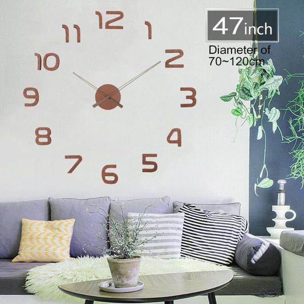 wooden diy wall clock 3d clocks home office decor adhesive sticker in decorative reloj de pared