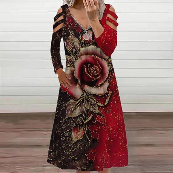 casual dresses vintage zipper dress women's retro floral print v-neck long sleeve strap open back ladies loose, Black;gray
casual dresses vintage zipper dress women's retro floral print v-neck long sleeve strap open back ladies loose, Black;gray