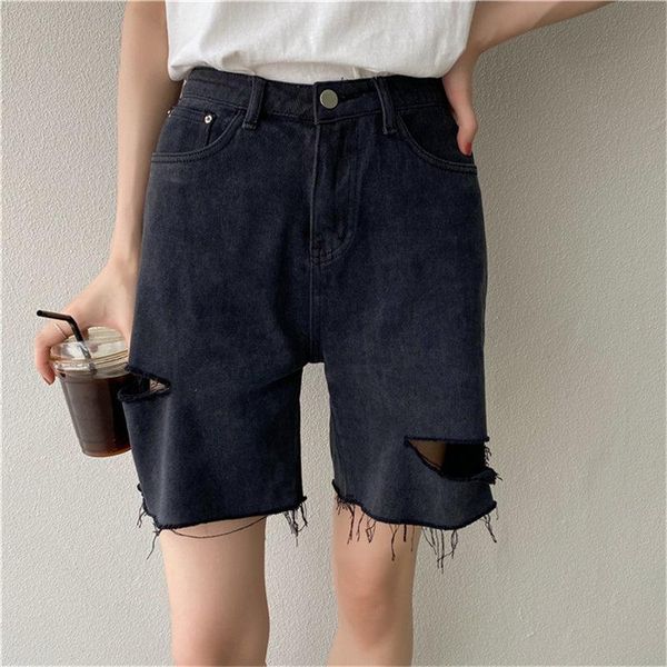 women's shorts 2021 high waist ol loose hole denim leisure all match jeans casual large size straight, White;black
women's shorts 2021 high waist ol loose hole denim leisure all match jeans casual large size straight, White;black