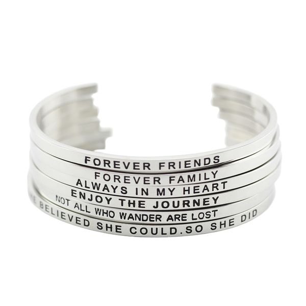 whole sale316l stainless steel engraved positive inspirational quote hand stamped cuff mantra bracelet bangle for women jewelry, Black
whole sale316l stainless steel engraved positive inspirational quote hand stamped cuff mantra bracelet bangle for women jewelry, Black