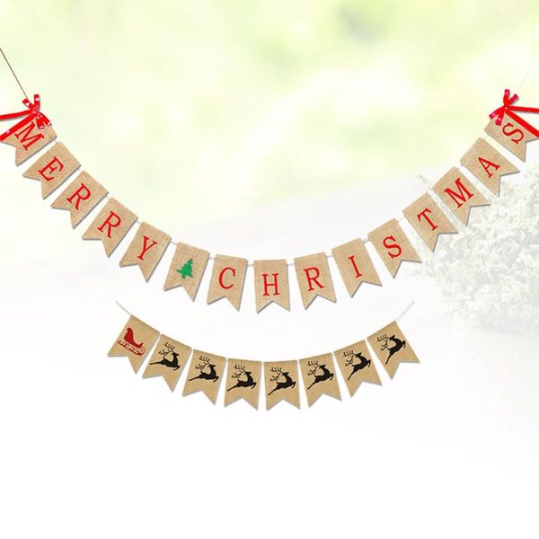 party decoration 2 sets vintage christmas banners set letter printing burlap garland bunting swallowtail bow and sled elk flag linen
party decoration 2 sets vintage christmas banners set letter printing burlap garland bunting swallowtail bow and sled elk flag linen