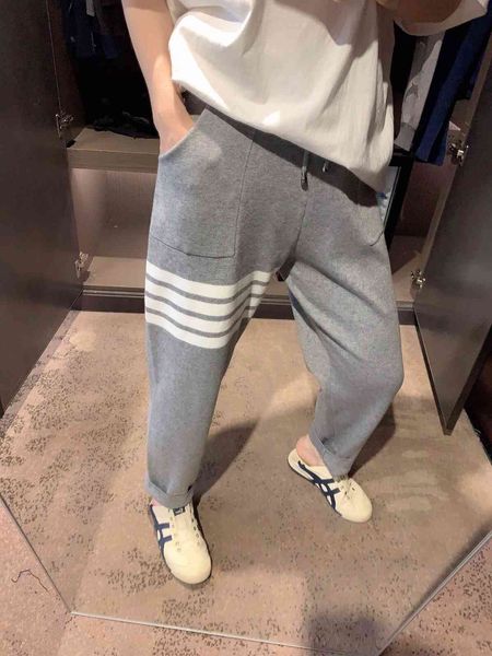 tb style wool 1310 knitted radish pants four bar stripes loose and slim casual leggings, White;black
tb style wool 1310 knitted radish pants four bar stripes loose and slim casual leggings, White;black