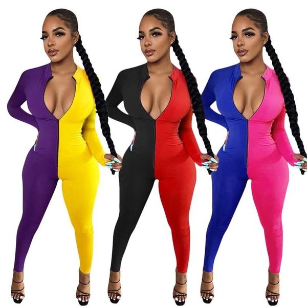 women's jumpsuits & rompers fashion women zipper patchwork o-neck long sleeve bodycon tracksuits outfits one piece elegant slim clothin, Black;white
women's jumpsuits & rompers fashion women zipper patchwork o-neck long sleeve bodycon tracksuits outfits one piece elegant slim clothin, Black;white