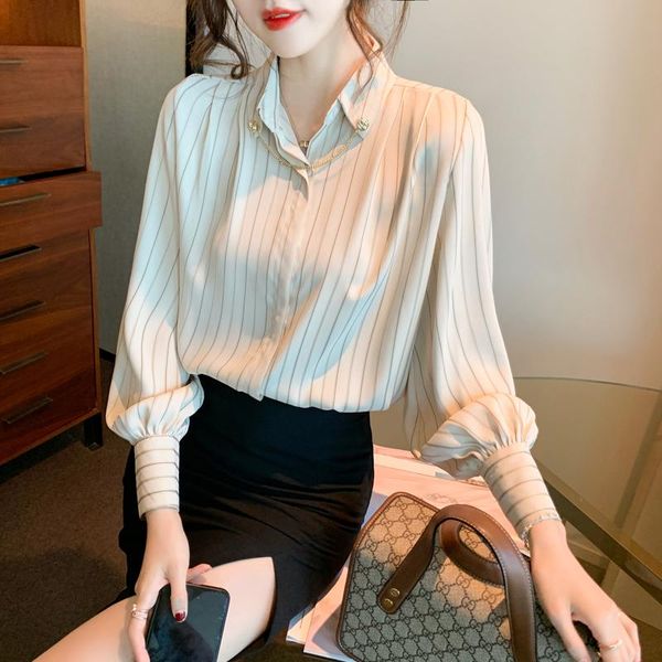 women's blouses & shirts ladies professional shirt 2021 spring retro women fashion blouse striped chiffon female loose long-sleeved, White
women's blouses & shirts ladies professional shirt 2021 spring retro women fashion blouse striped chiffon female loose long-sleeved, White