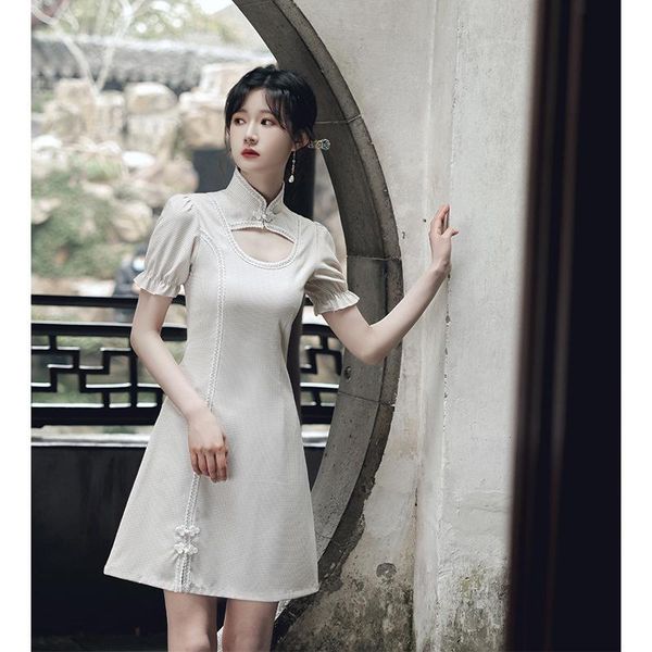 ethnic clothing chinese national style cheongsam summer fashion puff sleeve hollow out neck solid color slim thin dresses elegant qipao, Red
ethnic clothing chinese national style cheongsam summer fashion puff sleeve hollow out neck solid color slim thin dresses elegant qipao, Red