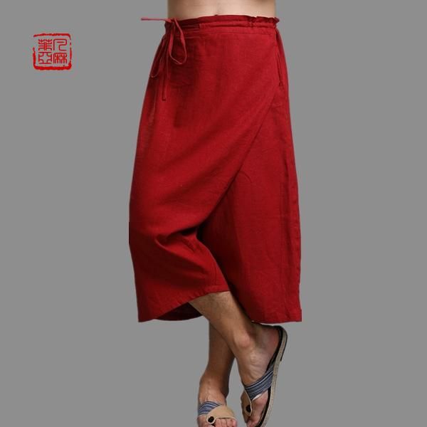 men's pants 2021 clothing chinese style linen capris loose knee length trousers large wide leg thin singer costumes, Black
men's pants 2021 clothing chinese style linen capris loose knee length trousers large wide leg thin singer costumes, Black