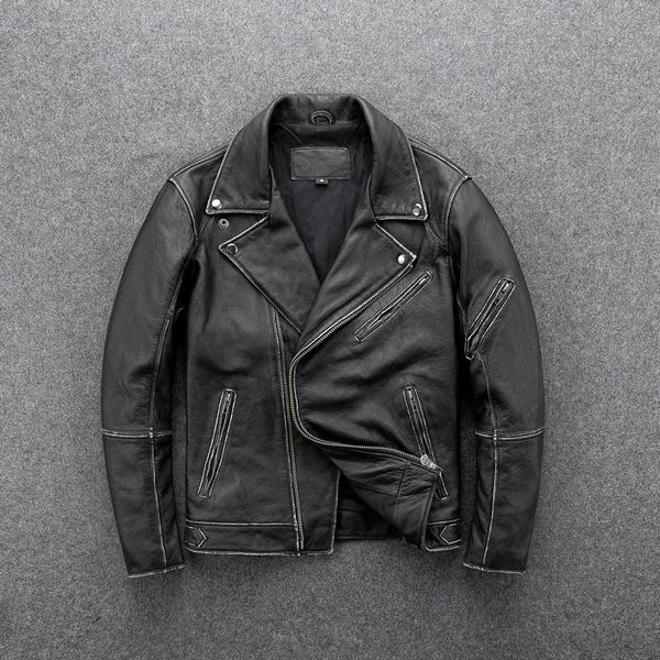 men's leather & faux gu.seemio heavy motorcycle jacket vintage classical genuine clothing men thick grey, Black
men's leather & faux gu.seemio heavy motorcycle jacket vintage classical genuine clothing men thick grey, Black