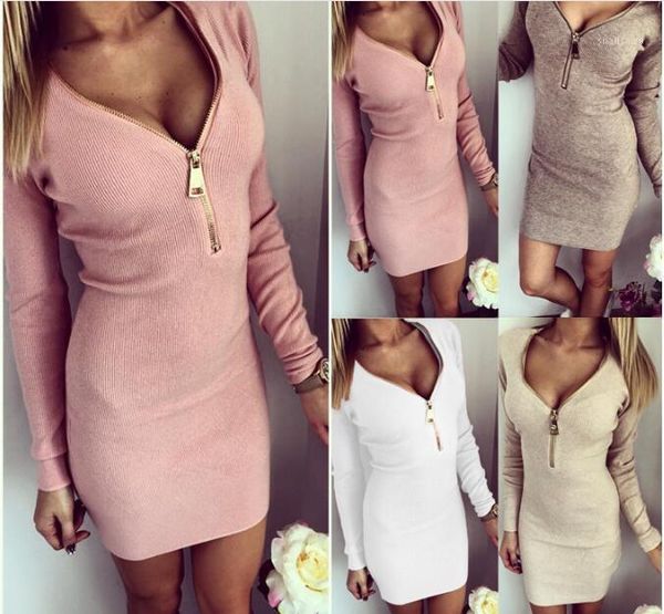 autumn winter women mini dresses stretch zipper bodycon dress long sleeve v-neck knit party mujer casual, Black;gray
autumn winter women mini dresses stretch zipper bodycon dress long sleeve v-neck knit party mujer casual, Black;gray