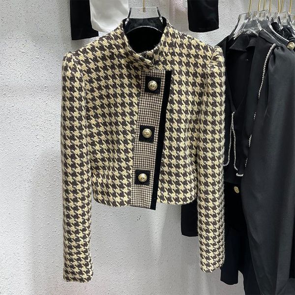 women's jackets high street est 2021 designer jacket fall winter slim fit houndstooth tweed blends short, Black;brown
women's jackets high street est 2021 designer jacket fall winter slim fit houndstooth tweed blends short, Black;brown