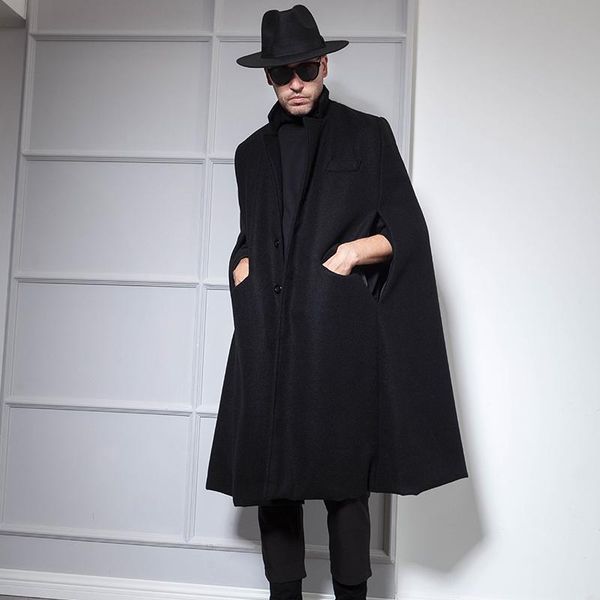 men's wool & blends long woolen coat cape over the knee autumn and winter men coats trench, Black
men's wool & blends long woolen coat cape over the knee autumn and winter men coats trench, Black