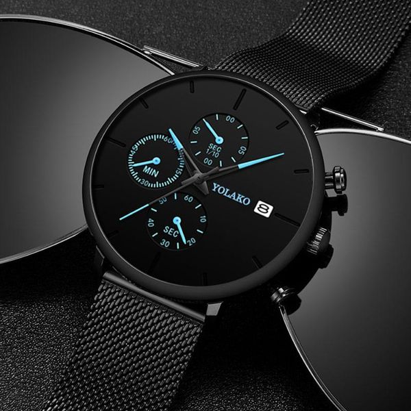 wristwatches 2021 yolako men's watch stainless steel mesh belt calendar wrist business man clock black relogio masculino, Slivery;brown
wristwatches 2021 yolako men's watch stainless steel mesh belt calendar wrist business man clock black relogio masculino, Slivery;brown