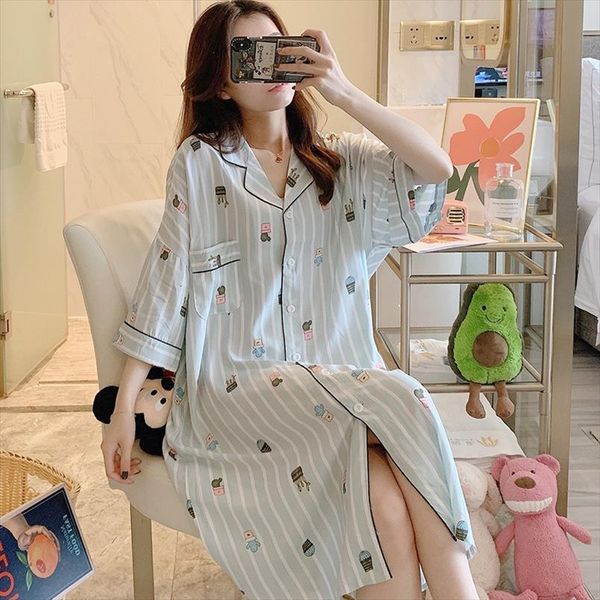 summer striped nightgown cotton women sleepwear sleep shirt printed night dress plus size nightwear loose lingerie robe, Black;red
summer striped nightgown cotton women sleepwear sleep shirt printed night dress plus size nightwear loose lingerie robe, Black;red