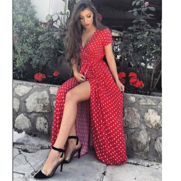 women's swimwear summer dress 2021 v-neck short sleeve beach sundress casual low-cut printed polka dot long, White;black
women's swimwear summer dress 2021 v-neck short sleeve beach sundress casual low-cut printed polka dot long, White;black
