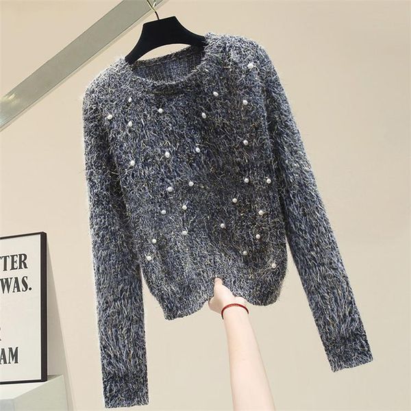 women's sweaters knitted bottoming sweater 2021 autumn winter clothing loose beading knit shirt knitwear girls solid casual, White;black
women's sweaters knitted bottoming sweater 2021 autumn winter clothing loose beading knit shirt knitwear girls solid casual, White;black