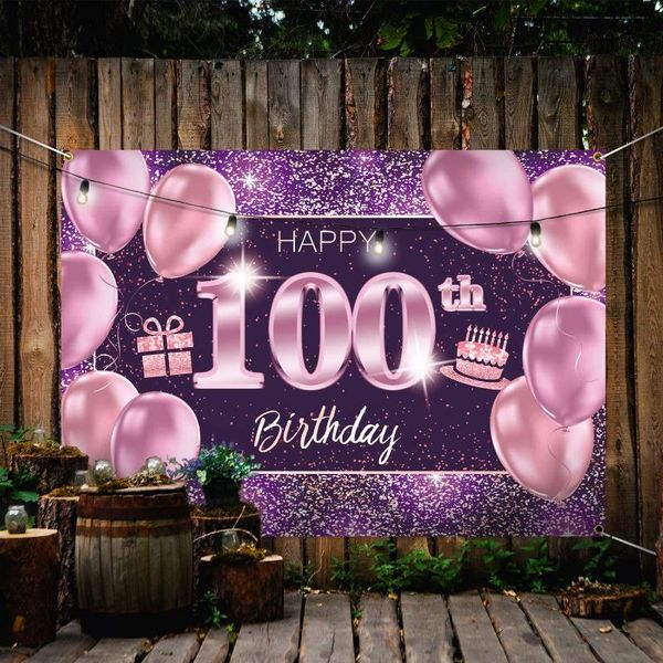 party decoration happy 100th birthday banner backdrop - 100 decorations supplies for women pink purple gold 
party decoration happy 100th birthday banner backdrop - 100 decorations supplies for women pink purple gold