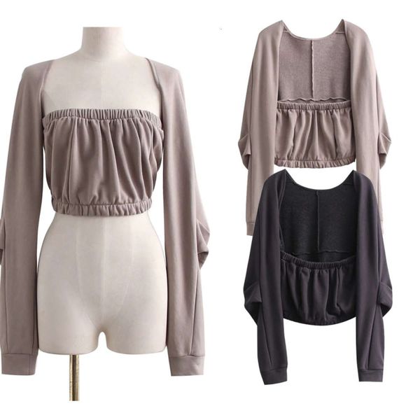 temperament style short breast wrapped spice girl navel exposed sweater early autumn women's slim long sleeve pleated top, Black
temperament style short breast wrapped spice girl navel exposed sweater early autumn women's slim long sleeve pleated top, Black