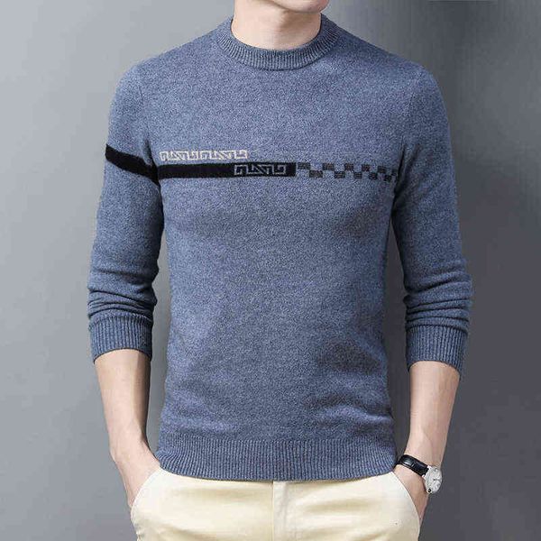 sweaters men's 2021 winter trend casual slim fit warm stripe bottomed middle-aged wool sweater men, White;black
sweaters men's 2021 winter trend casual slim fit warm stripe bottomed middle-aged wool sweater men, White;black