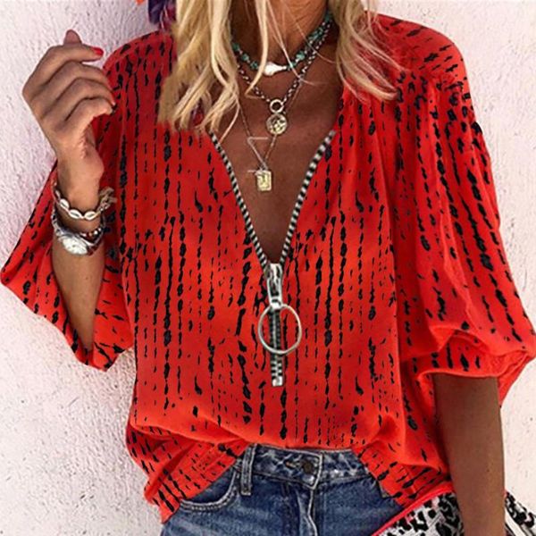 women's blouses & shirts vintage women blouse zipper striped printed loose long sleeve tunic shirt casual holiday camisas de mujer che, White
women's blouses & shirts vintage women blouse zipper striped printed loose long sleeve tunic shirt casual holiday camisas de mujer che, White