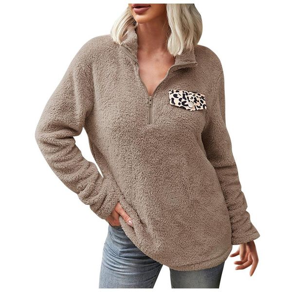 women's t-shirt autumn oversized fashion stand collar zipper plush leopard print stitching loose female clothes mujer camiseta, White
women's t-shirt autumn oversized fashion stand collar zipper plush leopard print stitching loose female clothes mujer camiseta, White