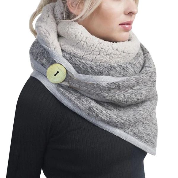 women contrast color button triangle scarf winter thicken warm shawl wrap poncho scarves, Blue;gray
women contrast color button triangle scarf winter thicken warm shawl wrap poncho scarves, Blue;gray