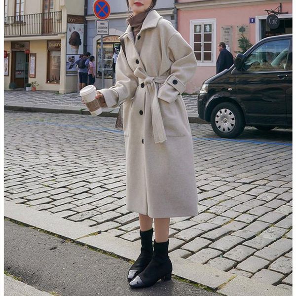 women's wool & blends mid-length woolen coat winter 2021 slim and thin fashion korean with belt, Black
women's wool & blends mid-length woolen coat winter 2021 slim and thin fashion korean with belt, Black