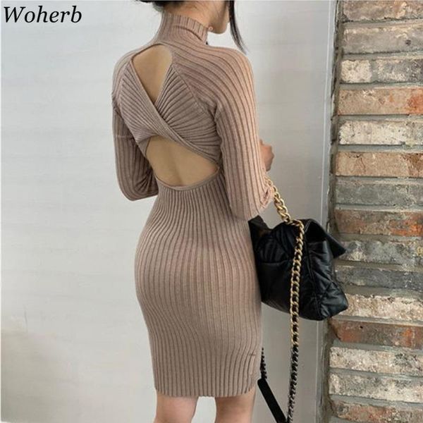casual dresses woherb temperament for women 2021 lady stand neck knitted robe chic hollow out backless vestidos bodycon mini dress, Black;gray
casual dresses woherb temperament for women 2021 lady stand neck knitted robe chic hollow out backless vestidos bodycon mini dress, Black;gray