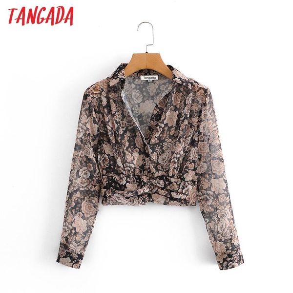tangada women retro flowers print crop shirt long sleeve 2021 chic female short blouse je74 women's blouses & shirts, White
tangada women retro flowers print crop shirt long sleeve 2021 chic female short blouse je74 women's blouses & shirts, White