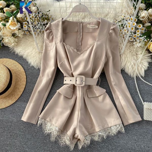 women rompers belt long sleeve playsuits fashion lace splice elegant overalls female loose jumpsuit wide leg short pants women's jumpsu, Black;white
women rompers belt long sleeve playsuits fashion lace splice elegant overalls female loose jumpsuit wide leg short pants women's jumpsu, Black;white