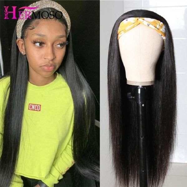 28'' 30''long headband straight wigs for black women head wrap 2in1 human hair with scarf1, Black;brown
28'' 30''long headband straight wigs for black women head wrap 2in1 human hair with scarf1, Black;brown