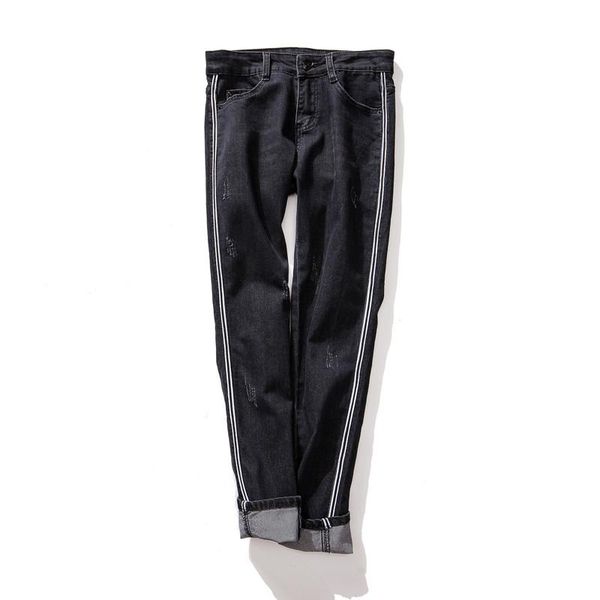 women's jeans fat size dresses sister slim vertical stripe white-edged girls trousers in autumn 2021, Blue
women's jeans fat size dresses sister slim vertical stripe white-edged girls trousers in autumn 2021, Blue