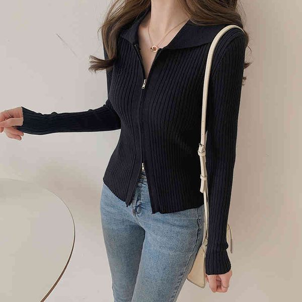 autumn winter fashion zipper cardigans solid korean cropped turndown ladies knitwears 210513, White
autumn winter fashion zipper cardigans solid korean cropped turndown ladies knitwears 210513, White