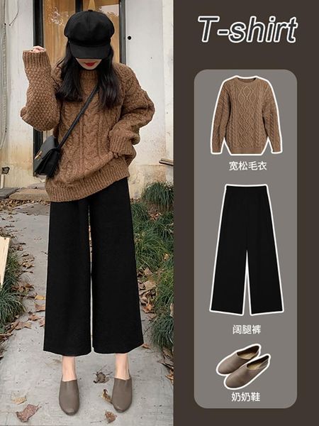 women's pants & capris wool wide leg autumn and winter nine point high waist hanging feeling casual straight tube small, Black;white
women's pants & capris wool wide leg autumn and winter nine point high waist hanging feeling casual straight tube small, Black;white