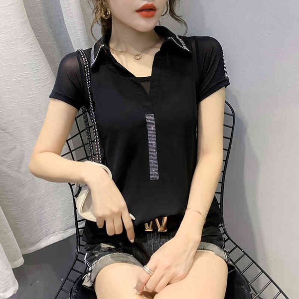 women's t-shirt summer korean clothes t-shirt fashion chiffon fake two pieces diamonds women ropa mujer short sleeve shirt te, White
women's t-shirt summer korean clothes t-shirt fashion chiffon fake two pieces diamonds women ropa mujer short sleeve shirt te, White