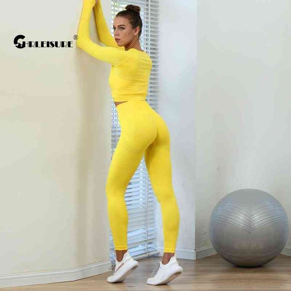 long sve sports yoga suit, fitns, hip enhancement, high waist tights, wrinkle ristant bra, Gray
long sve sports yoga suit, fitns, hip enhancement, high waist tights, wrinkle ristant bra, Gray