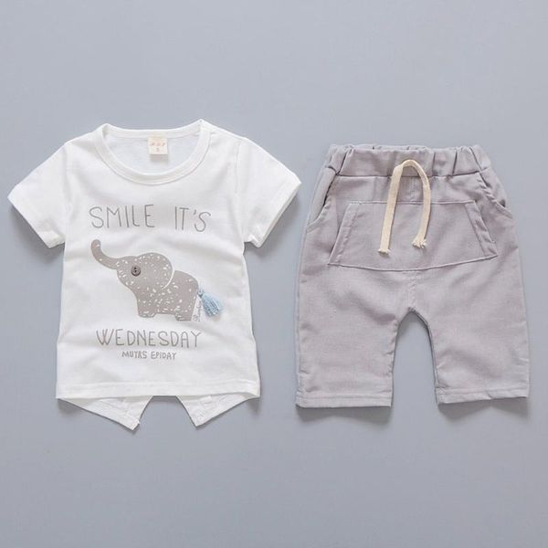 2pcs set summer baby clothes suit fashion casual letter elephant printed o-neck short sleeve t-shirt + pants set for kids, Black
2pcs set summer baby clothes suit fashion casual letter elephant printed o-neck short sleeve t-shirt + pants set for kids, Black