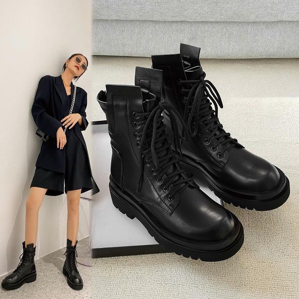 boots genuine leather women round toe zip fashion lace-up motorcycle female platform shoes handmade, Black
boots genuine leather women round toe zip fashion lace-up motorcycle female platform shoes handmade, Black