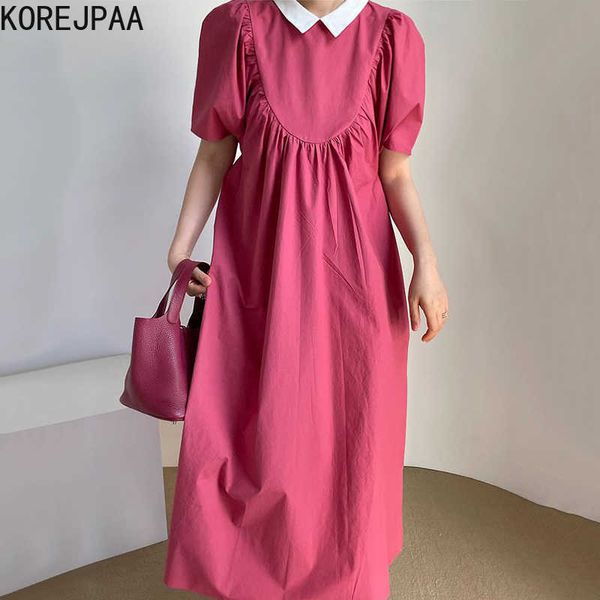 korejpaa women dress korea chic summer gentle rose color doll collar stitching loose ruffled bubble sleeve long vestido 210526, Black;gray
korejpaa women dress korea chic summer gentle rose color doll collar stitching loose ruffled bubble sleeve long vestido 210526, Black;gray
