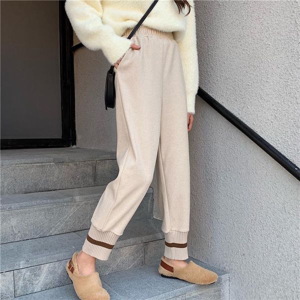 women's pants & capris woman winter thicken women pencil plus size wool female high waist loose trousers good fabric, Black;white
women's pants & capris woman winter thicken women pencil plus size wool female high waist loose trousers good fabric, Black;white