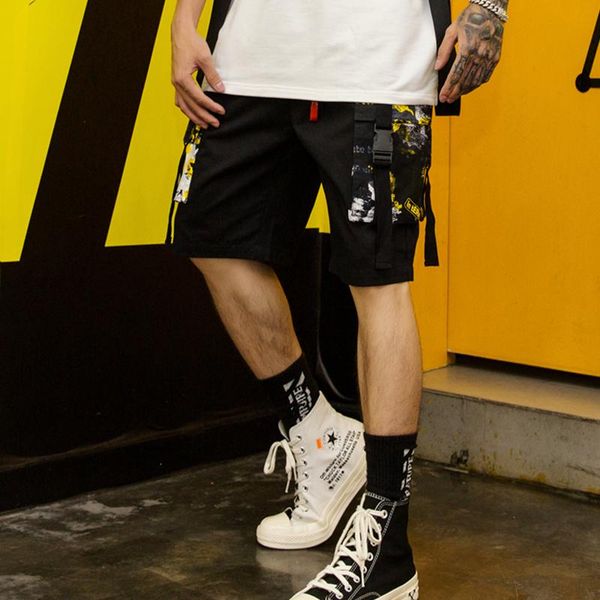 summer short pants for men big pockets elastic waist hiphop shorts black color men's, White;black
summer short pants for men big pockets elastic waist hiphop shorts black color men's, White;black